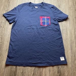 ROOTS Plaid Pocket Navy Tee Shirt S